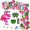142Pcs Tropical Flamingo Balloons Garland Arch Kit, 40" Flamingo Balloons Hot Pink Green Confetti Balloons Palm Leaves for Hawaii Luau Aloha Flamingo Birthday Party Baby Shower Wedding Decorations